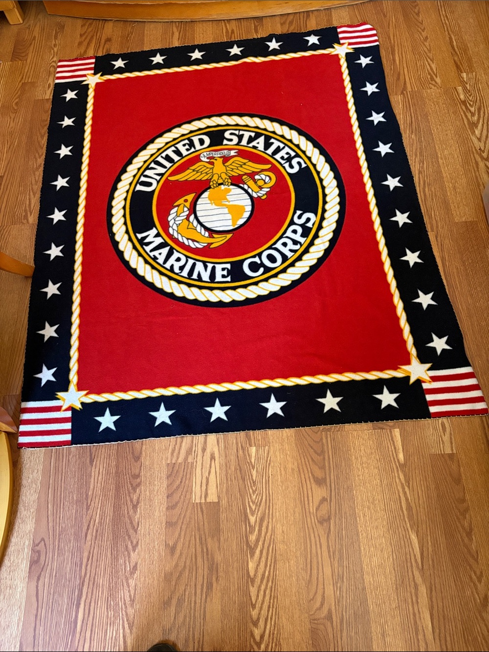 Source Unknown United States Marine Corps Red, Black & Gold Throw Blanket